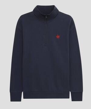 NEW BOAST men's fleece quarter zip sweatshirt in navy